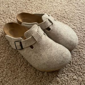 Size Eur 41 Birkenstock Boston Wool Clogs Beige (Eggshell)